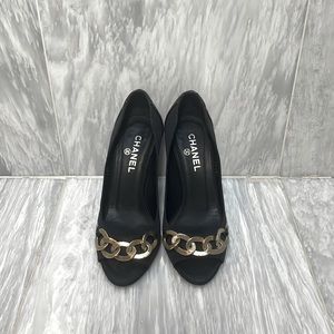Chanel Gold Chain Black Heel